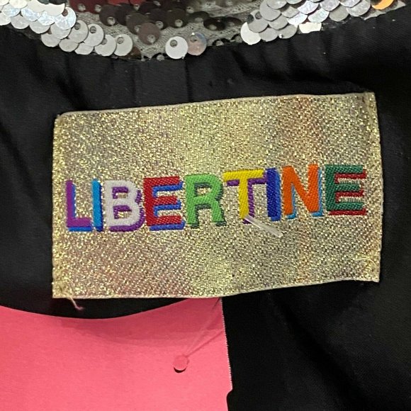 $3,850 LIBERTINE Silver Sequin 3/4 Sleeve Blazer Jacket M Medium - Picture 8 of 9